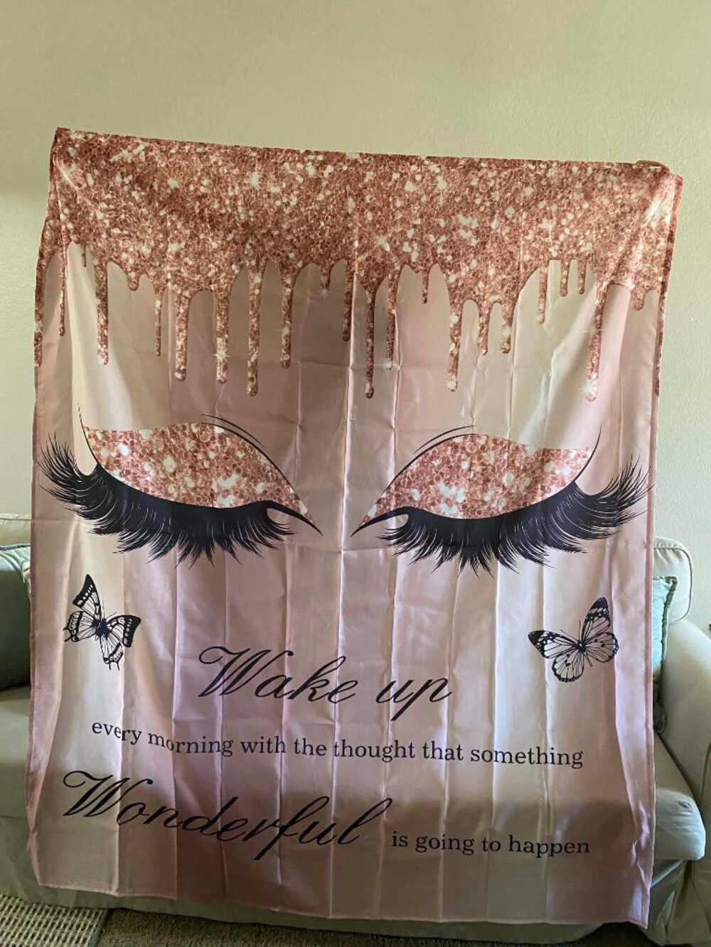Rose Gold Glitter Eyelash Shower Curtain – Makeup Beauty Salon 72"/180cm